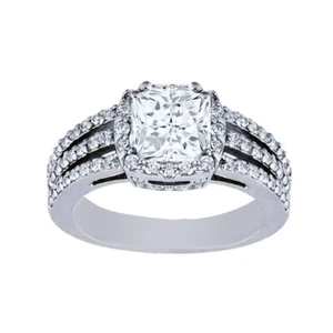 GIA Certified 2.50 CTW Diamond Engagement Ring Princess Cut 14k White Gold - Picture 1 of 3