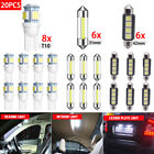 20Pcs Led Light Bulbs Interior Kit Car Trunk Dome License Plate Lamp For Chevy