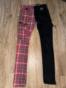 HT Denim Stinger Hot Topic Punk Goth Alt Pants Plaid Skinny Jeans 28 x 30” - Picture 1 of 3