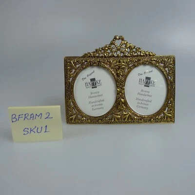 Moldura bronze quadro duplo retângulo (2 fotos ovais dentro) - Imagem 1 de 3