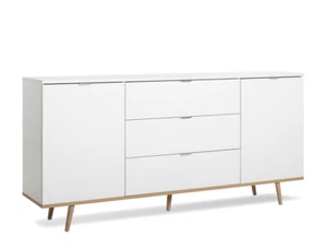 Sideboard Malmö 51 weiß Sonoma Eiche 180x87x40 cm Anrichte Wohnzimmerschrank - Bild 1 von 7
