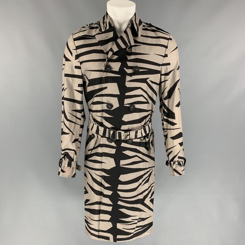 Trench Burberry Prorsum primavera 2016 US 38 grigio stampa nera lana di seta