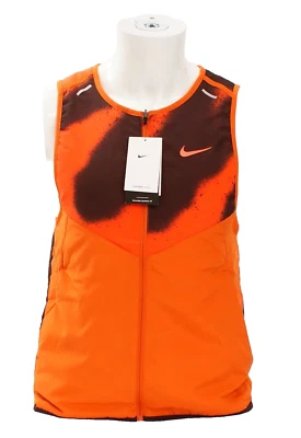 Nike Hombre S Naranja Negro Calce Térmico Reversible Chaleco Aislante Ligero Correr Foto 1 de 4