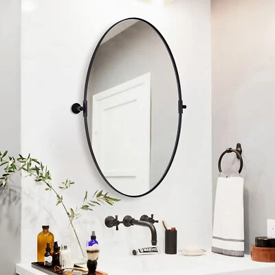 ANDY STAR Modern 22 x 34 Inch Oval Wall Hanging Mirror, Matte Black (Open Box) - Image 1 of 4