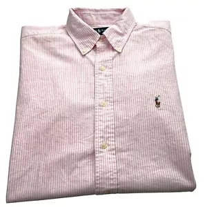 Ralph Lauren Herren Hemd XL Classic Fit Flesh Pony gestreift Knopfleiste Kurzarm - Bild 1 von 9