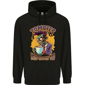 Zombies Need Coffee Too Funny Childrens Kids Hoodie - Picture 1 of 3