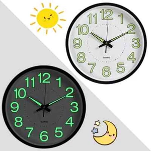 30 cm leuchtende Wanduhr leise nicht tickend leuchtet im Dunkeln Home Office Deko - Bild 1 von 11