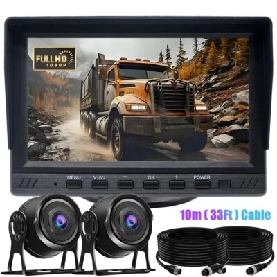 7'' Dual Backup Camera Monitor Kit System Back Parking Night Vision For Truck RV - Image 1 of 4