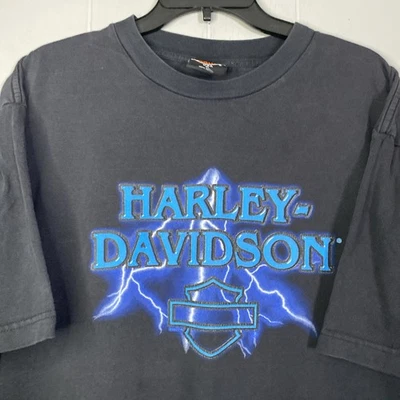 Vintage Harley Davidson Guam T Shirt Faded Made In USA Mens XL Lightning 25x29 - Image 1 of 4