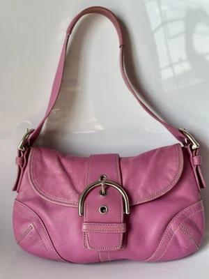 Bolso de hombro Coach #9247 Soho pequeño con solapa - cuero rosa vintage - 2005 YSK Foto 1 de 4