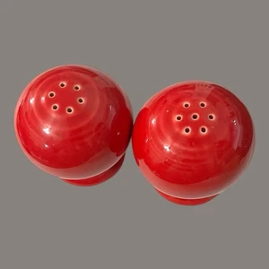 Fiestaware Scarlet Salt and Pepper Shakers Fiesta Red Ball Shakers With Stoppers - Picture 1 of 5