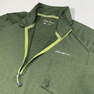 Eddie Bauer Motion Free Dry 1/4 Zip Pullover Shirt Mens L Green Pockets Outdoors - Picture 1 of 9