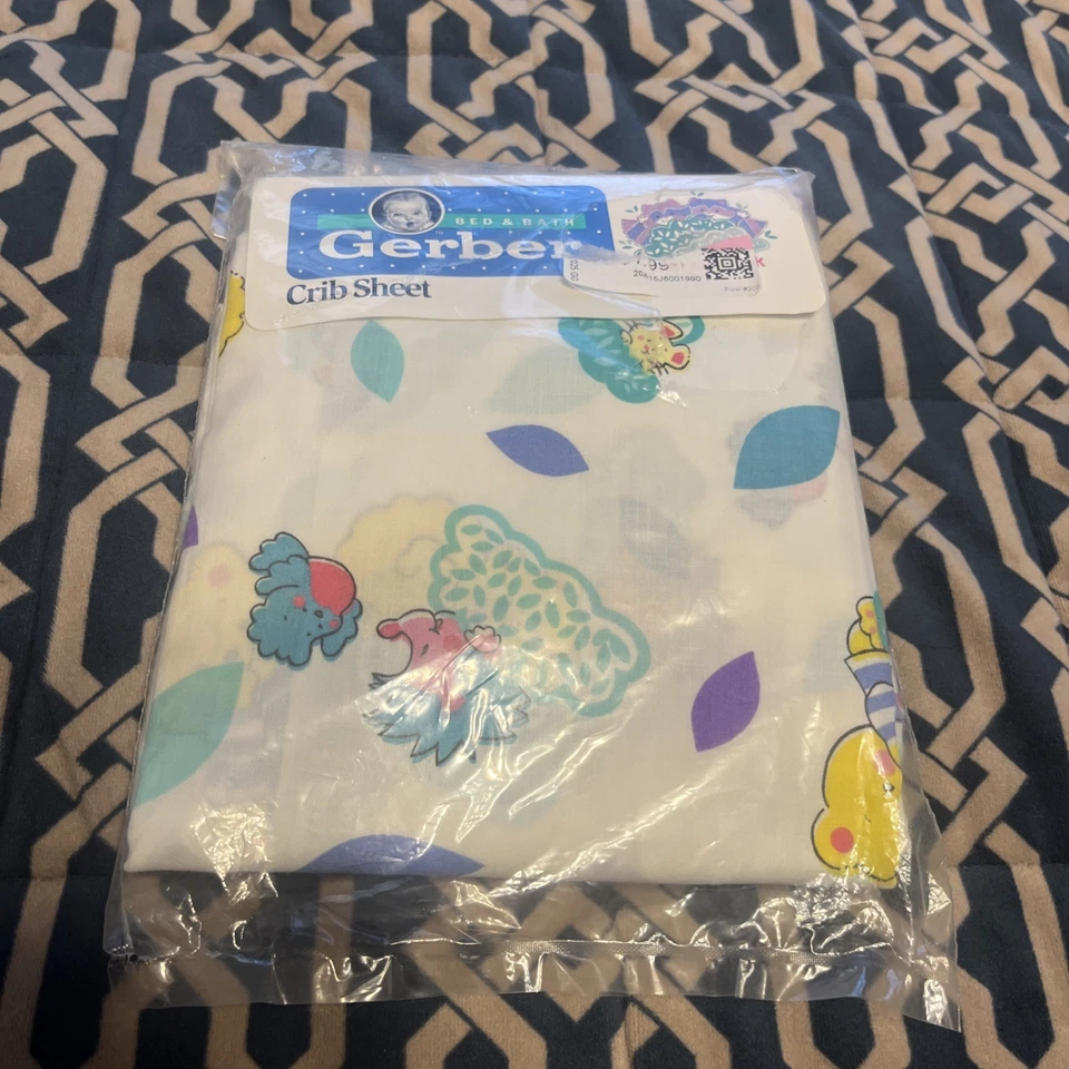 Vintage Gerber Knit Crib Sheet 100 Cotton Fits 28" " Mattress USA Made