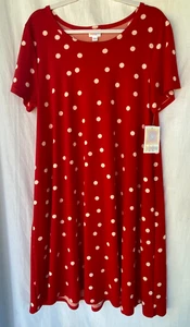 LuLaRoe Womens Dress Size Large Jessie Red & White Polka Dots Pockets NWT - Picture 1 of 3
