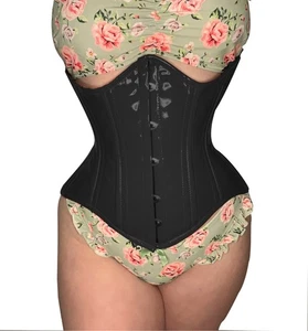 Costume sottobusto clessidra disossato acciaio resistente modellatore corpo corsetto PVC - Foto 1 di 11