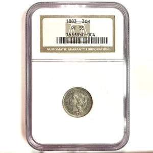 1883 Circulated Proof Three Cent Nickel NGC PF55 Coin #29235 - Picture 1 of 4