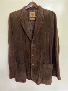Vtg Territory Ahead Leather Jacket Men Lg Brown Suede Lined Blazer Sports Coat - Picture 1 of 5