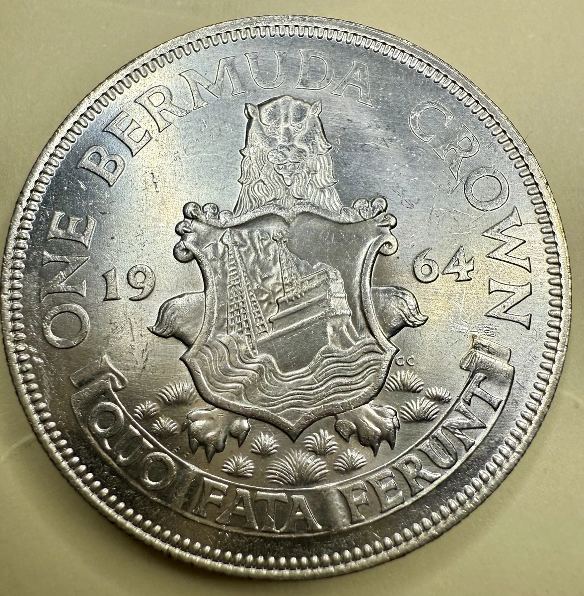 バミューダ-エリザベス II-ワン クラウン 1964-ラージ シルバー  1964 Bermuda Crown for sale | eBay