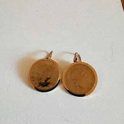 Pendientes colgantes Bellezza moneda lira oro nuevos sin etiquetas Foto 1 de 4