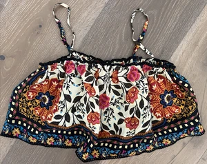 Blusa corta estampada sin tirantes Anthropologie Farm Rio XS - Imagen 1 de 5