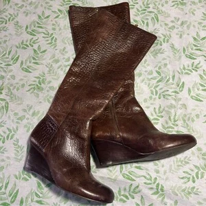 Tory Burch - Dabney Brown Heeled/Wedge Boots with Sleek Silhouette - Picture 1 of 9