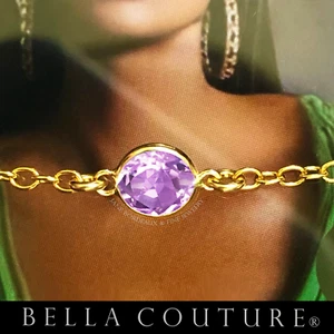 NEW 18K YELLOW GOLD AMETHYST BRACELET ART DECO CHARM ART DECO VTG PENDANT 14K - Picture 1 of 24