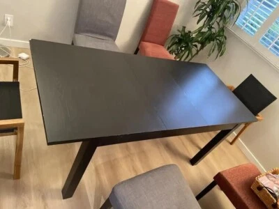 IKEA Black Dining Table - Seats 6 - Image 1 of 3