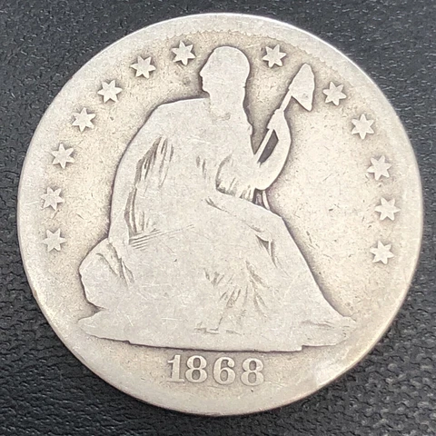 1868 S Seated Liberty Half Dollar 50c Better Grade #34167 Cover