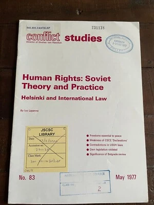 Human Rights: Soviet Theory and Practice PB Ivo Lapenna (Conflict Studies) - Image 1 of 3