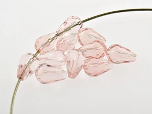 10 Kristallquarzperlen facettiert als Tropfen in rosa, 12 mm, Perlen Schmuck - Bild 1 von 1