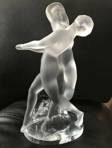 LALIQUE FRANCE FROST CRYSTAL FIGURINE TWO DANCERS “DEUX DANEUSE” ART DECO - Picture 1 of 10