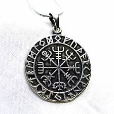 Solid 925 Silver Rune Runes Runic Circle Pendant Necklace Norse Pagan Jewellery