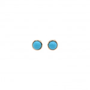 Turquoise Cab Round 6mm, 1.52 Carat Bezel Stud Earring In 14k Yellow Gold(50584) - Picture 1 of 4