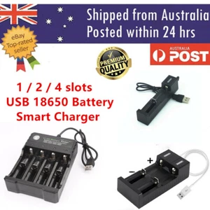 Smart USB Battery Charger 1 2 4 Slots for 3.7V Rechargeable Battery Charge - Picture 1 of 35