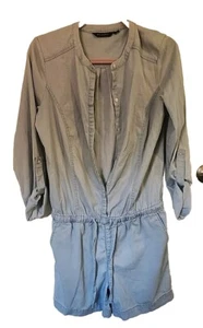 H by Halston romper -Sz 0 Chambray Light Blue denim With Pockets- Oversized - Picture 1 of 6