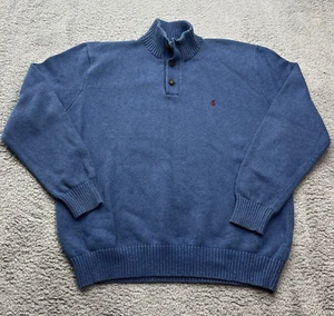 Polo Ralph Lauren Pullover Herren 2XL Vintage 1/4 Knopf Stehkragen Blau Cozycore - Bild 1 von 7