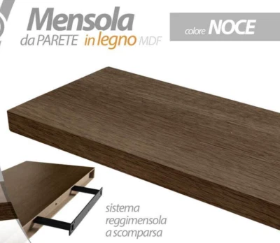 Mensola da Parete MURO MODERNO LEGNO KIT Reggimensola NOCE MODERNA 120*25*4 cm - Immagine 1 di 4
