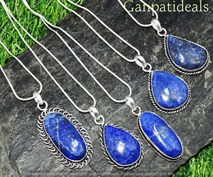 OFFERTA!! Lotto ciondoli catena pietre preziose lapislazzuli argento 925 placcato gioielli etnici - Foto 1 di 6