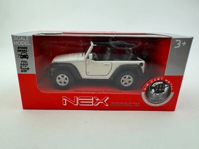 Welly Nex Scale Model Jeep Wrangler Rubicon White Die Cast Open Doors Pull Back - Image 1 of 4