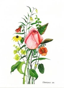 5x7 PRINT OF PAINTING RYTA SPRING FLOWERS ROSES EASTER folk art garden summer 🌺 - Picture 1 of 1