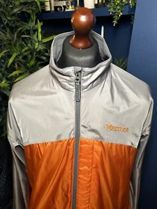 Marmot Fleece Lined Orange Silver Jacket Mens Large Full Zip Hiking - Picture 1 of 9