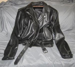 Wilda Mens Black Leather Jacket Size 5XL Zip Out Lining Pockets & Zippers Galore - Picture 1 of 24