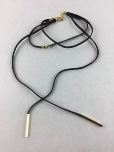 Leather Wrap Cord Necklace Gold Tone Metal Tips Adjustable 6.5" - 8.5" - Picture 1 of 2