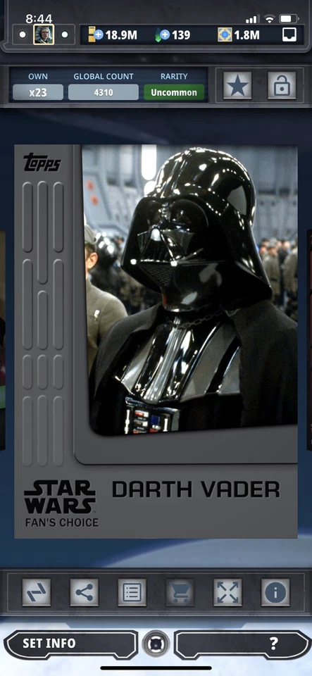 Topps Star Wars Digital Card Trader Darth Vader Fan's Choice 1 Award - Image 1 of 1