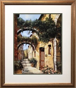 Guido Borelli "Sotto Gli Archi"  CUSTOM FRAMED HAND SIGNED ART  Italy  Italian  - Picture 1 of 4