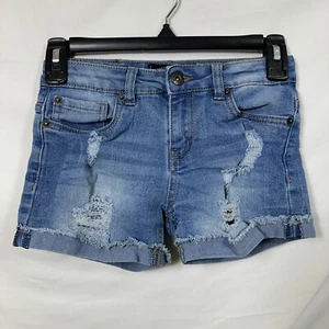Lucky Brand Riley Denim Blue Jean Cut Off Shorts Size 10 Distressed Stretch - Picture 1 of 11