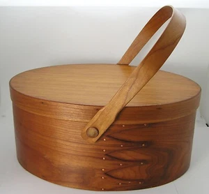 Vintage Shaker Woodshops 5 Finger Lap Cherry Sewing Box Swing Handle USA Made - Picture 1 of 11