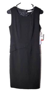 Calvin Klein Damen Gr. 4 Neu mit Etikett schwarz Kleid Etui gefüttert Bleistift knielanger Reißverschluss - Bild 1 von 12