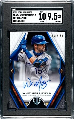 2021 Topps Tribute Whit Merrifield BLUE /150 SGC 9.5 w/10 AUTO - Image 1 of 2
