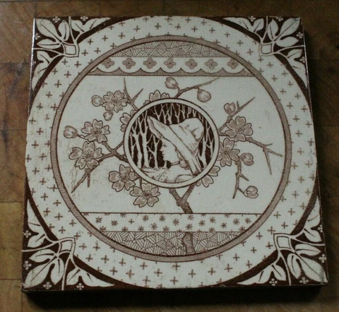 antique ENGLISH KATE GREENAWAY STYLE  TILE A Cover